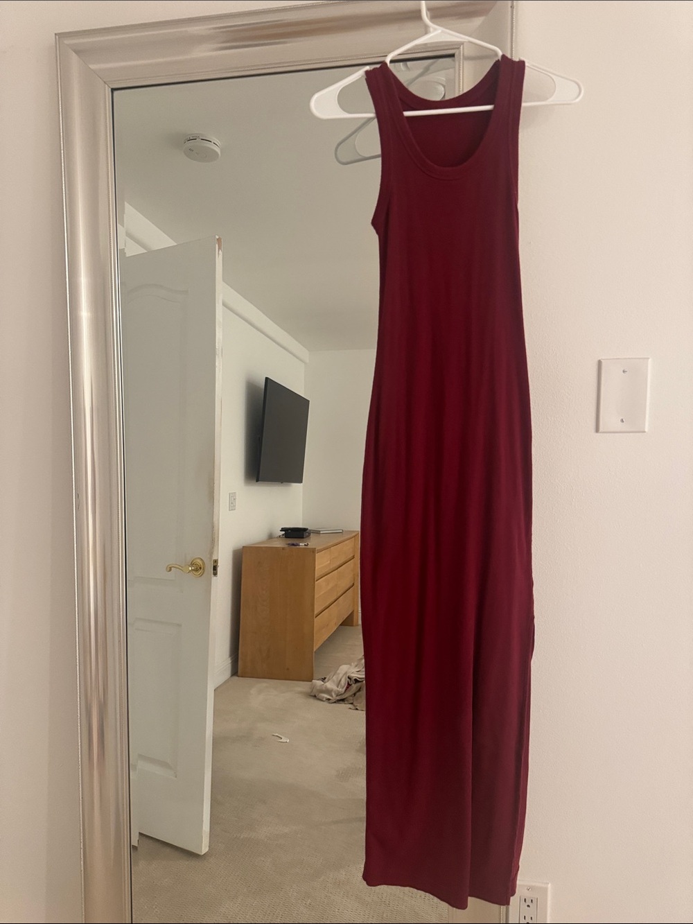 Sleeveless Burgundy Maxi Dress - Women’s Tank Style